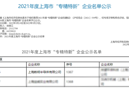 Good News | Digital Semiconductor Selected into the List of "Specialized, Refined, and New" Enterprises in Shanghai